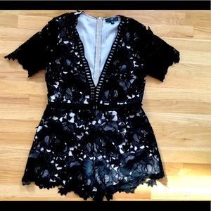 COPY - Missguided Black Lace Nude Romper Sz 12
